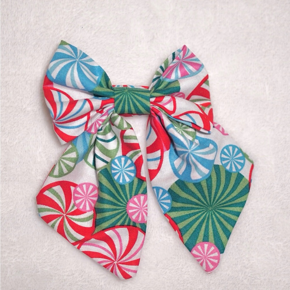 Colorful Peppermint Pattern Hair Bow